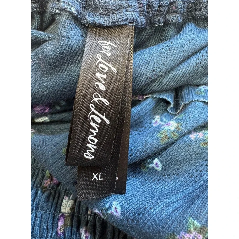 For Love and Lemons Lola Pointelle Floral Lace Mini Dress Blue Cottagecore XL